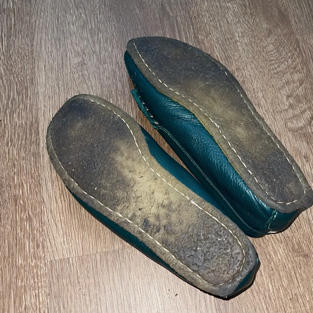 J.Crew amend green unlined leather moccasin slip-on loafers. 7